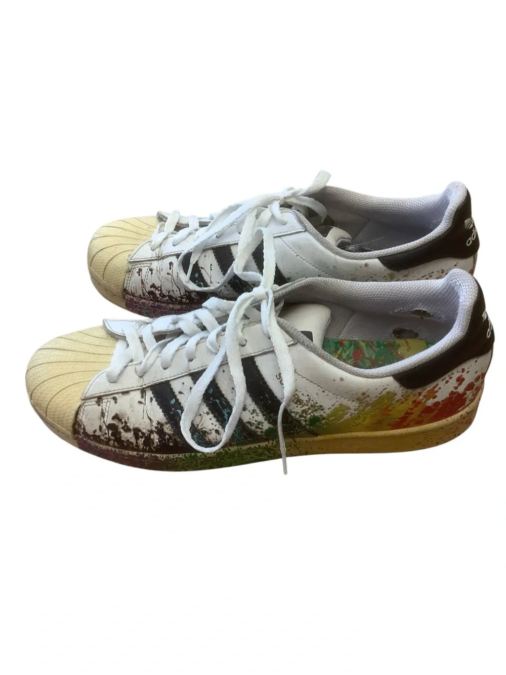 Adidas Superstar Pride Edition Sneakers Rainbow Paint Splatter Shell Toe 11.5